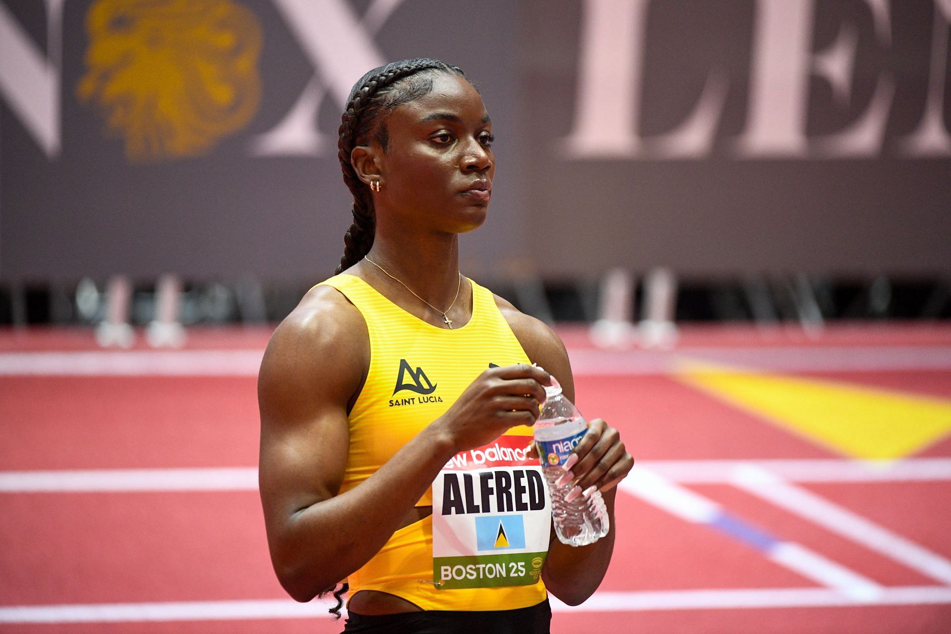 Julien Alfred at the New Balance Indoor Grand Prix - Source: Getty